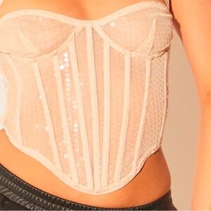 Nude Sequin Sheer Boned Corset